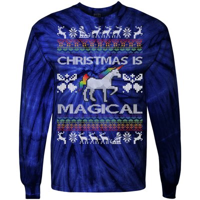 Christmas is Magical Unicorn Ugly Tie-Dye Long Sleeve Shirt