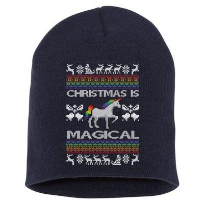 Christmas is Magical Unicorn Ugly Short Acrylic Beanie