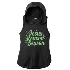 Christmas Jesus Is The Reason For The Season Ladies PosiCharge Tri-Blend Wicking Draft Hoodie Tank