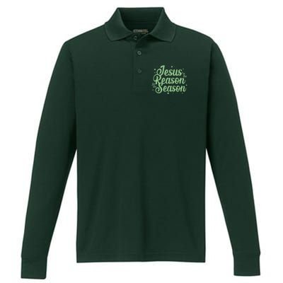 Christmas Jesus Is The Reason For The Season Performance Long Sleeve Polo