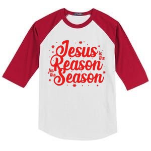 Christmas Jesus Is The Reason For The Season Kids Colorblock Raglan Jersey