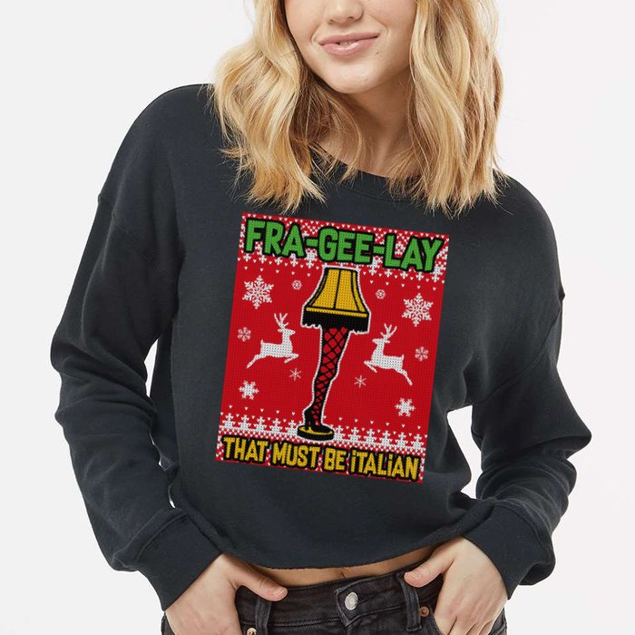 Christmas Lamp Fra Gee Lay Ugly Cropped Pullover Crew