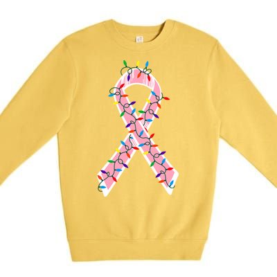 Christmas Lights Breast Cancer Ribbon Premium Crewneck Sweatshirt