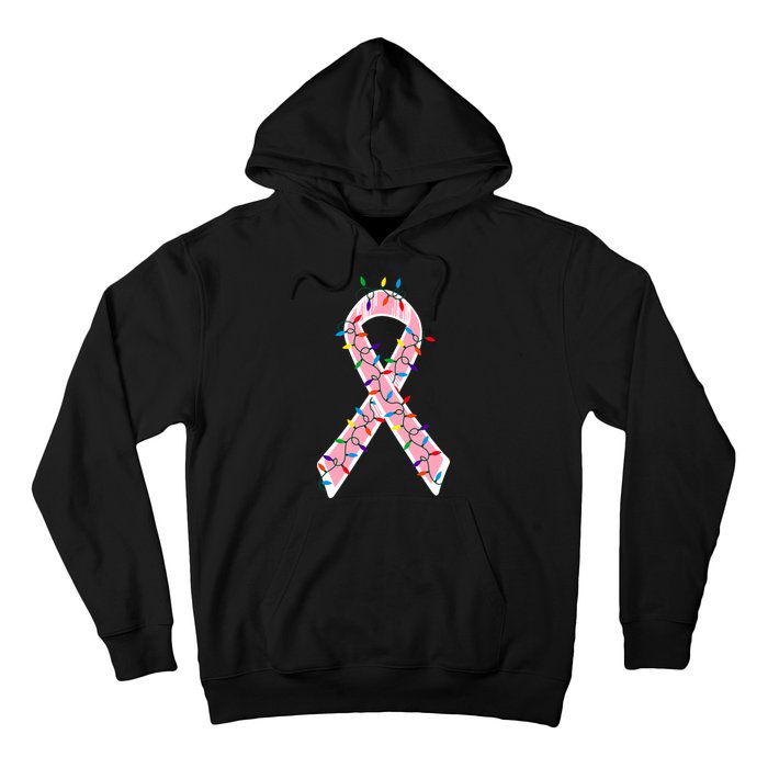 Christmas Lights Breast Cancer Ribbon Hoodie