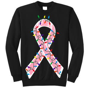 Christmas Lights Breast Cancer Ribbon Sweatshirt