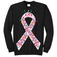 Christmas Lights Breast Cancer Ribbon Sweatshirt