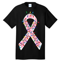 Christmas Lights Breast Cancer Ribbon Tall T-Shirt