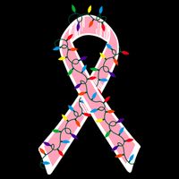Christmas Lights Breast Cancer Ribbon Drawstring Bag
