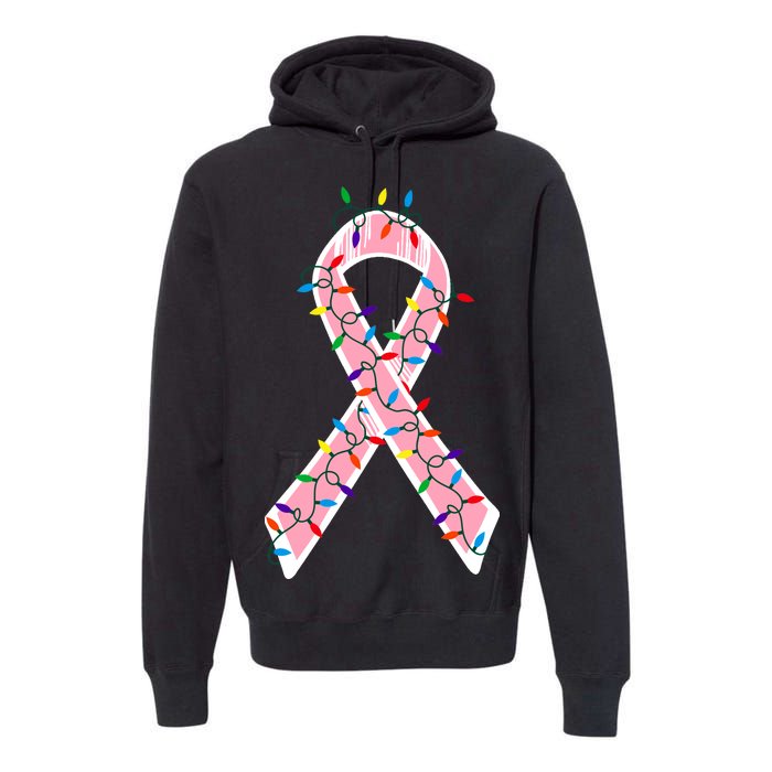 Christmas Lights Breast Cancer Ribbon Premium Hoodie