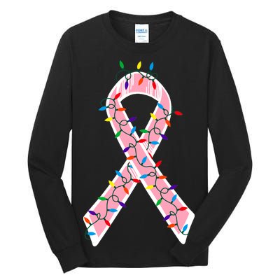 Christmas Lights Breast Cancer Ribbon Tall Long Sleeve T-Shirt