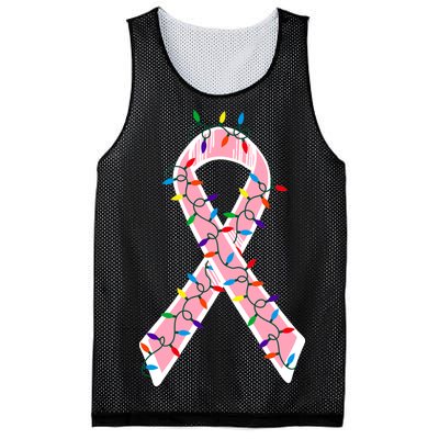 Christmas Lights Breast Cancer Ribbon Mesh Reversible Basketball Jersey Tank