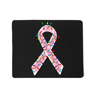 Christmas Lights Breast Cancer Ribbon Mousepad