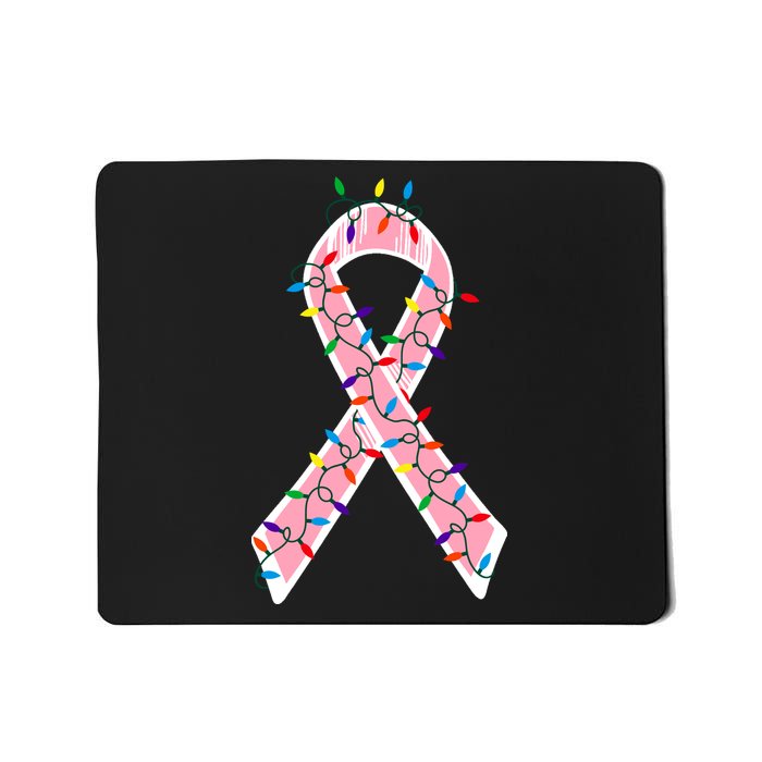 Christmas Lights Breast Cancer Ribbon Mousepad