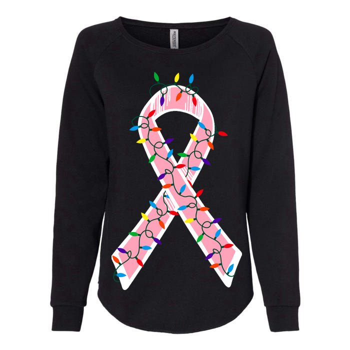 Christmas Lights Breast Cancer Ribbon Womens California Wash Sweatshirt