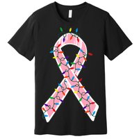 Christmas Lights Breast Cancer Ribbon Premium T-Shirt