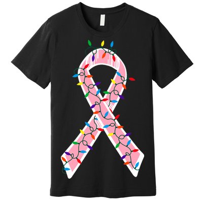 Christmas Lights Breast Cancer Ribbon Premium T-Shirt