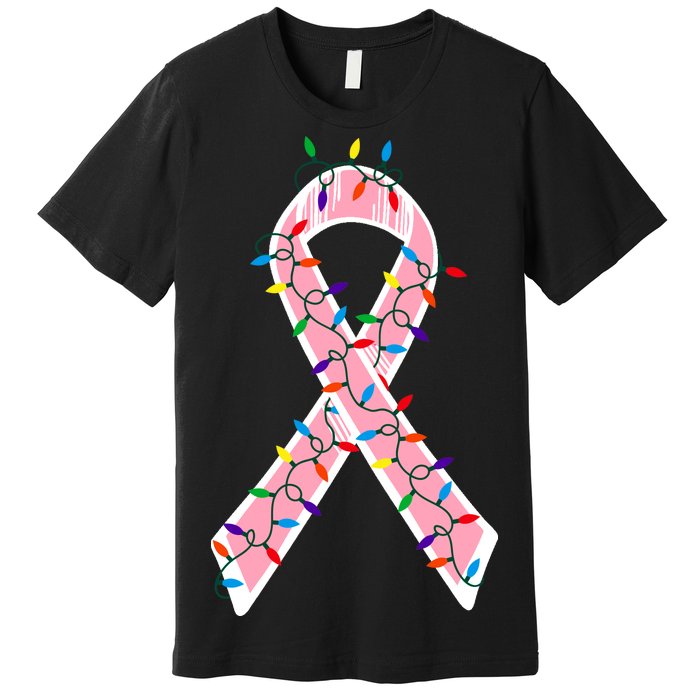 Christmas Lights Breast Cancer Ribbon Premium T-Shirt