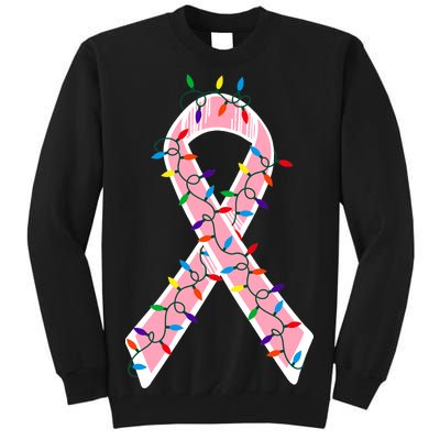 Christmas Lights Breast Cancer Ribbon Tall Sweatshirt