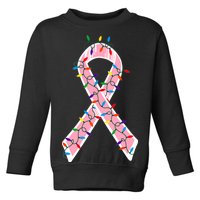 Christmas Lights Breast Cancer Ribbon Toddler Sweatshirt