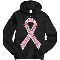 Christmas Lights Breast Cancer Ribbon Tie Dye Hoodie