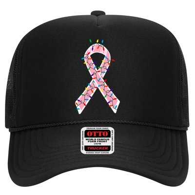 Christmas Lights Breast Cancer Ribbon Trucker Hat