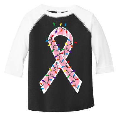 Christmas Lights Breast Cancer Ribbon Toddler Fine Jersey T-Shirt