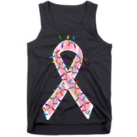 Christmas Lights Breast Cancer Ribbon Tank Top