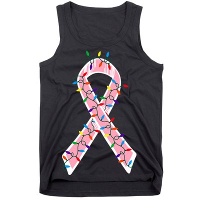 Christmas Lights Breast Cancer Ribbon Tank Top