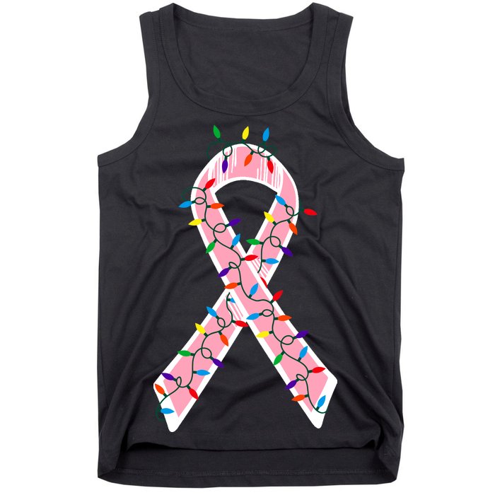 Christmas Lights Breast Cancer Ribbon Tank Top