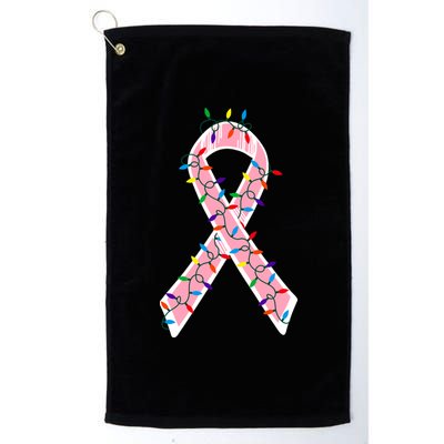 Christmas Lights Breast Cancer Ribbon Platinum Collection Golf Towel