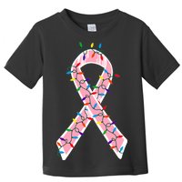 Christmas Lights Breast Cancer Ribbon Toddler T-Shirt