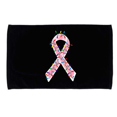 Christmas Lights Breast Cancer Ribbon Microfiber Hand Towel