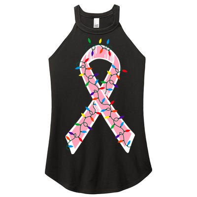 Christmas Lights Breast Cancer Ribbon Women’s Perfect Tri Rocker Tank