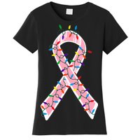 Christmas Lights Breast Cancer Ribbon Women's T-Shirt