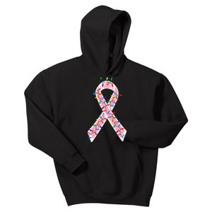 Christmas Lights Breast Cancer Ribbon Kids Hoodie