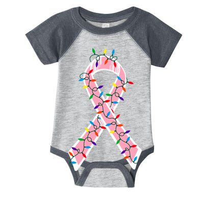 Christmas Lights Breast Cancer Ribbon Infant Baby Jersey Bodysuit