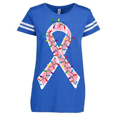 Christmas Lights Breast Cancer Ribbon Enza Ladies Jersey Football T-Shirt