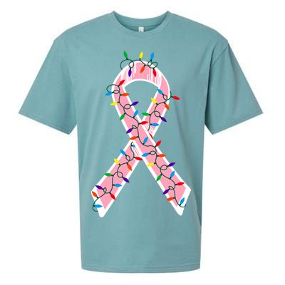 Christmas Lights Breast Cancer Ribbon Sueded Cloud Jersey T-Shirt