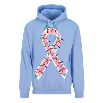 Christmas Lights Breast Cancer Ribbon Unisex Surf Hoodie