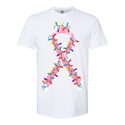 Christmas Lights Breast Cancer Ribbon Softstyle CVC T-Shirt