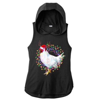 Christmas Lights Chicken Ladies PosiCharge Tri-Blend Wicking Draft Hoodie Tank