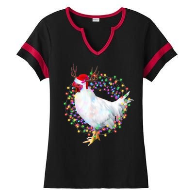 Christmas Lights Chicken Ladies Halftime Notch Neck Tee