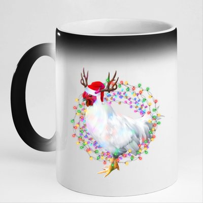 Christmas Lights Chicken 11oz Black Color Changing Mug