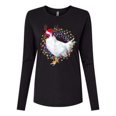 Christmas Lights Chicken Womens Cotton Relaxed Long Sleeve T-Shirt