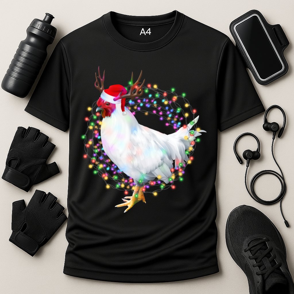 Christmas Lights Chicken Cooling Performance Crew T-Shirt