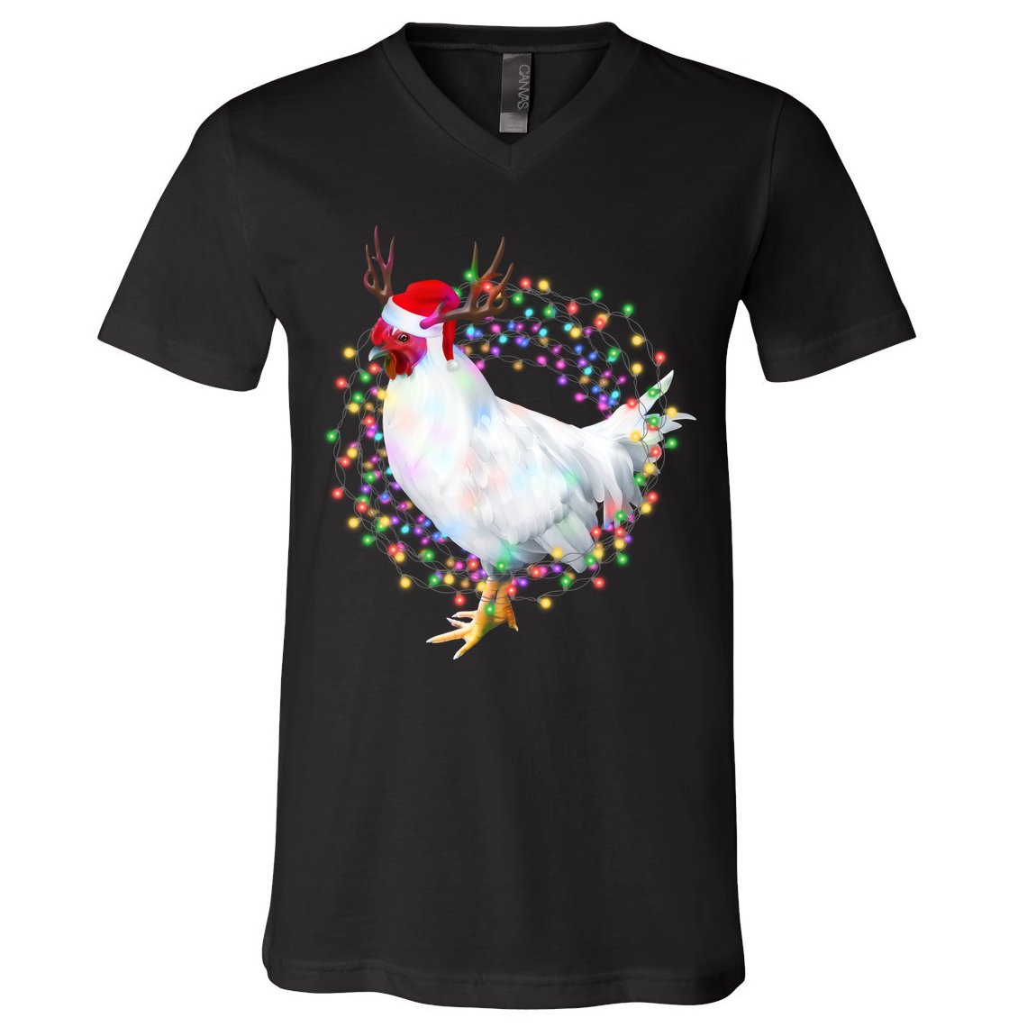 Christmas Lights Chicken V-Neck T-Shirt