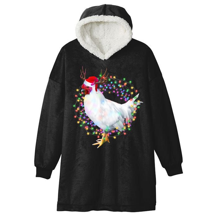 Christmas Lights Chicken Hooded Wearable Blanket