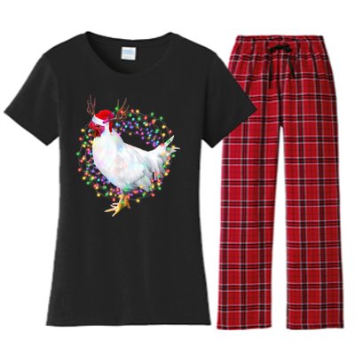 Christmas Lights Chicken Women's Flannel Pajama Set