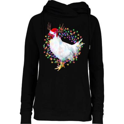 Christmas Lights Chicken Womens Funnel Neck Pullover Hood