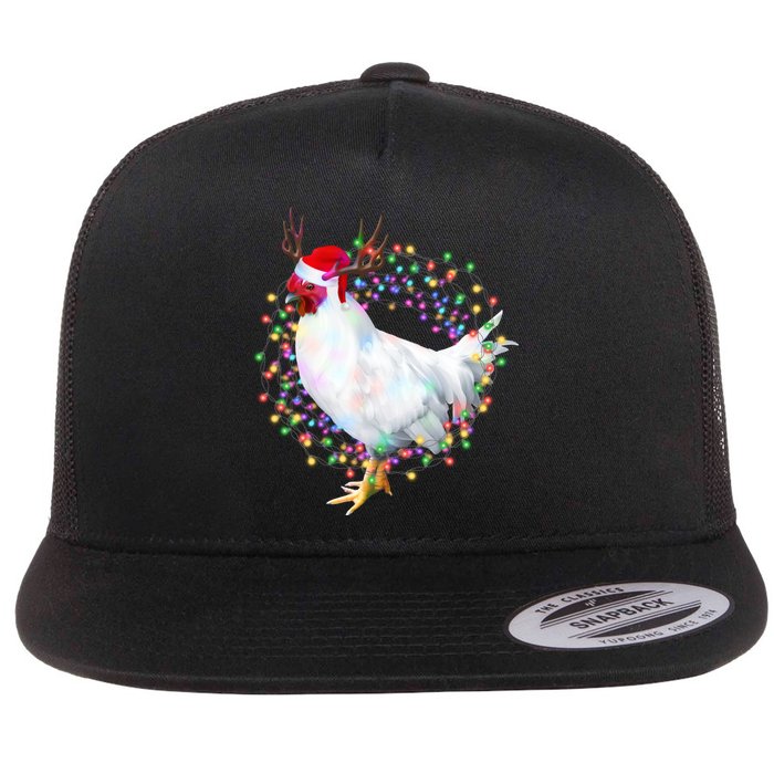 Christmas Lights Chicken Flat Bill Trucker Hat